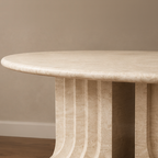 Iconic Step Travertine Dining Table – travertine dining table, stone dining table, stone top dining table, marble dining table, stone dining room table