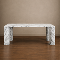 Marco Fluted Arabescato Dining Table – white marble dining table, marble dining table, marble top dining table, white marble table, stone top dining table