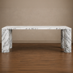 Marco Fluted Arabescato Dining Table – white marble dining table, marble dining table, marble top dining table, white marble table, stone top dining table