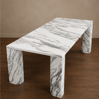 Marco Fluted Arabescato Dining Table – white marble dining table, marble dining table, marble top dining table, white marble table, stone top dining table