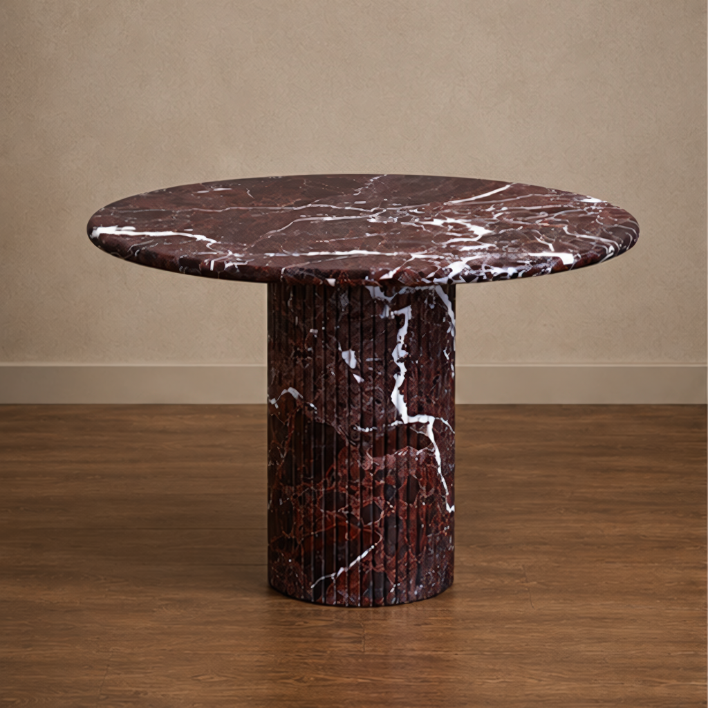 Rosso Levanto Round Dining Table – round marble dining table, marble dining table, round marble table, marble top round dining table, stone top round dining table