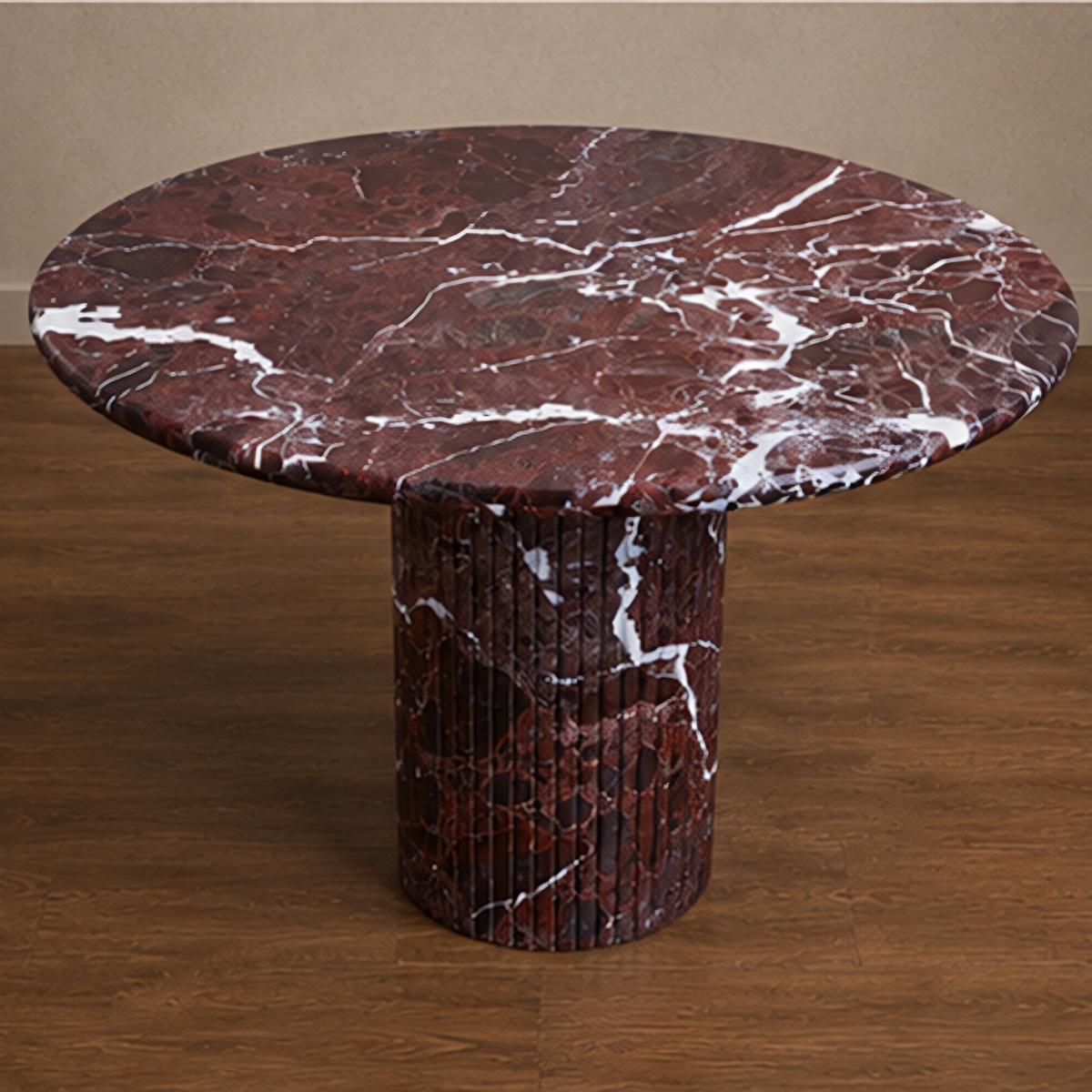 Rosso Levanto Round Dining Table – round marble dining table, marble dining table, round marble table, marble top round dining table, stone top round dining table