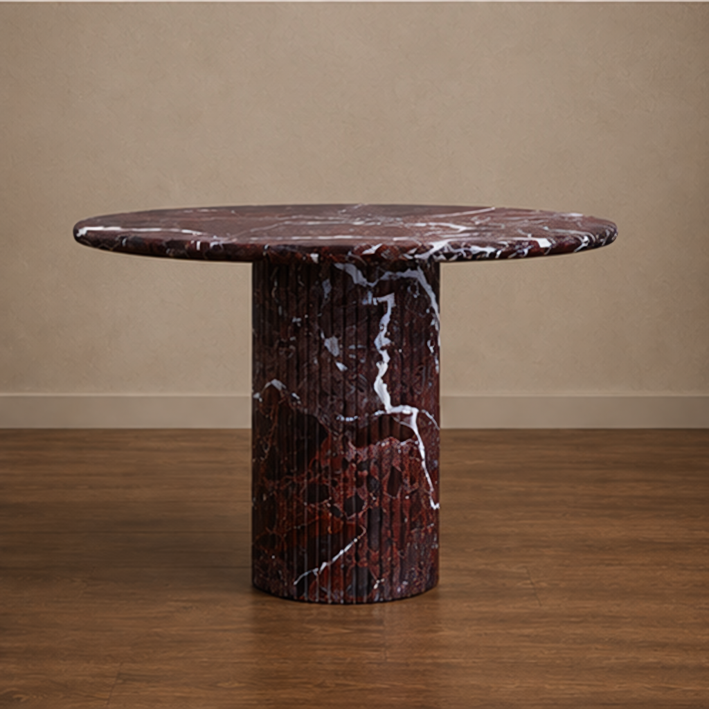 Rosso Levanto Round Dining Table – round marble dining table, marble dining table, round marble table, marble top round dining table, stone top round dining table