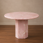 Rare Pink Onyx Dining Table – oval marble dining table, marble dining table, stone dining table, stone top dining table, marble top dining table
