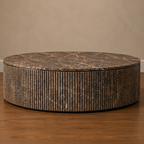 Fluted Round Dark Emperadoor Coffee Table – round coffee table, dark coffee table, marble coffee table, designer coffee table, luxury coffee table