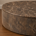 Fluted Round Dark Emperadoor Coffee Table – round coffee table, dark coffee table, marble coffee table, designer coffee table, luxury coffee table