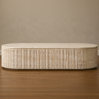 Fluted Beige Travertine Coffee Table – stone top coffee table, living room table, contemporary coffee table, luxury coffee table, designer coffee table