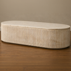 Fluted Beige Travertine Coffee Table – stone top coffee table, living room table, contemporary coffee table, luxury coffee table, designer coffee table
