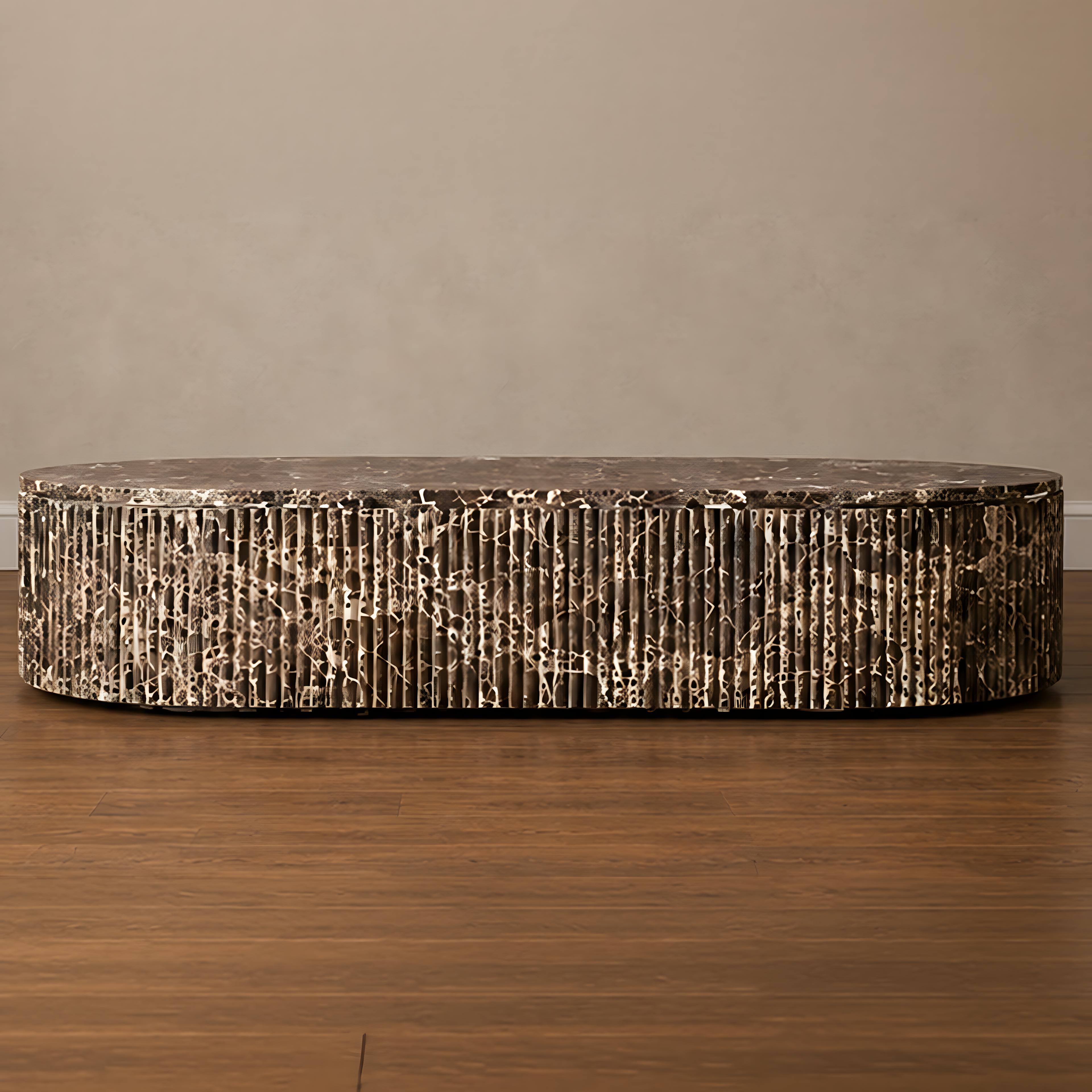 Fluted Dark Emperadoor Coffee Table – dark coffee table, marble coffee table, contemporary coffee table, luxury coffee table, designer coffee table