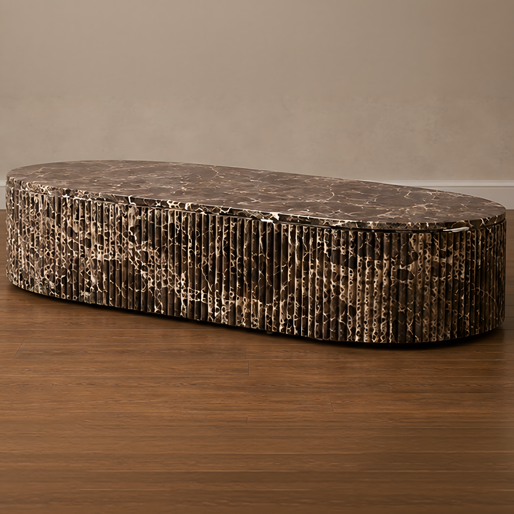 Fluted Dark Emperadoor Coffee Table – dark coffee table, marble coffee table, contemporary coffee table, luxury coffee table, designer coffee table