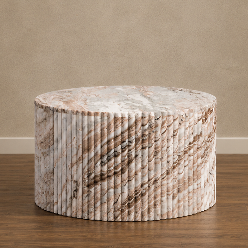 Palissandro Fluted Round Coffee Table – round coffee table, marble coffee table, modern coffee table, contemporary coffee table, luxury coffee table