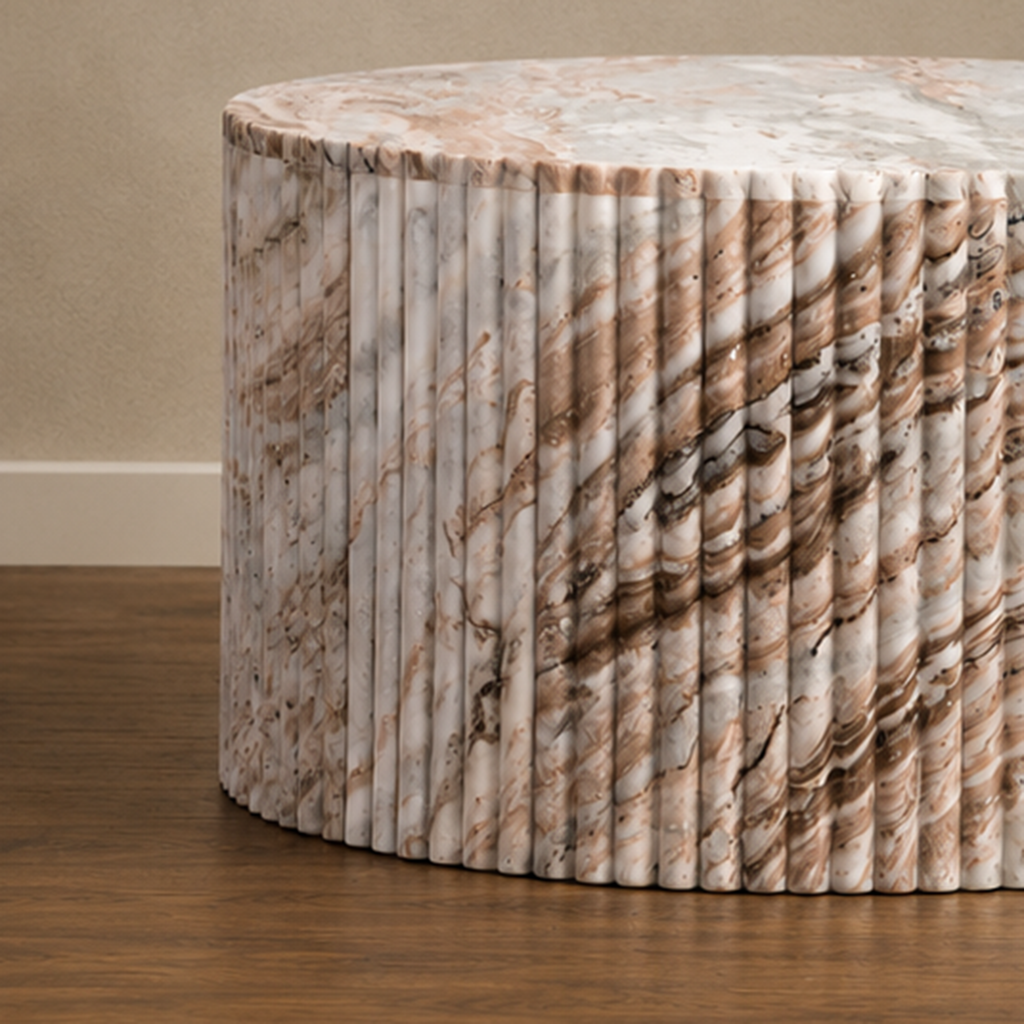 Palissandro Fluted Round Coffee Table – round coffee table, marble coffee table, modern coffee table, contemporary coffee table, luxury coffee table