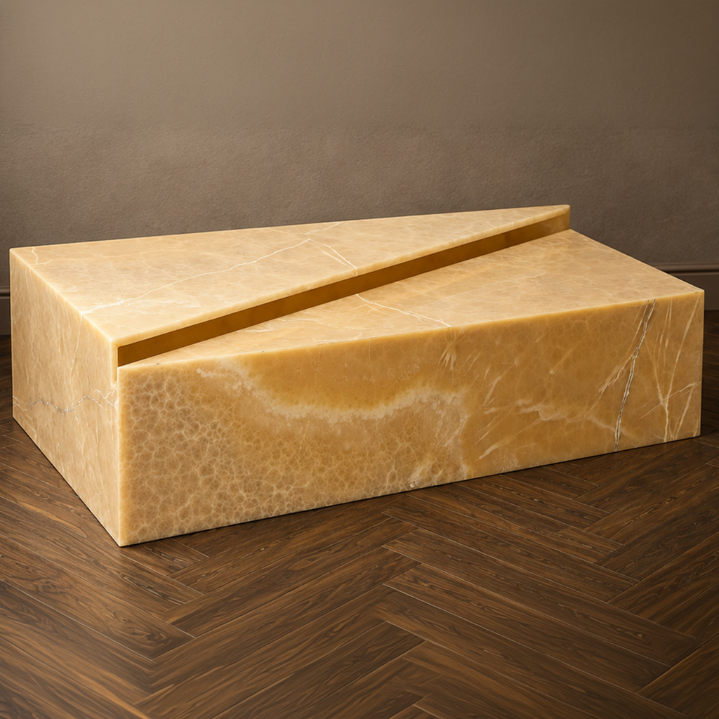 Honey Onyx Fractured-Plane Coffee Table – onyx coffee table, onyx accent table, designer coffee table, unique coffee table, statement coffee table