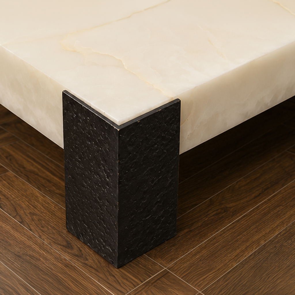 The Crystal Onyx & Cast Aluminum Interlock Coffee Table – onyx coffee table, designer coffee table, modern coffee table, luxury coffee table, statement coffee table