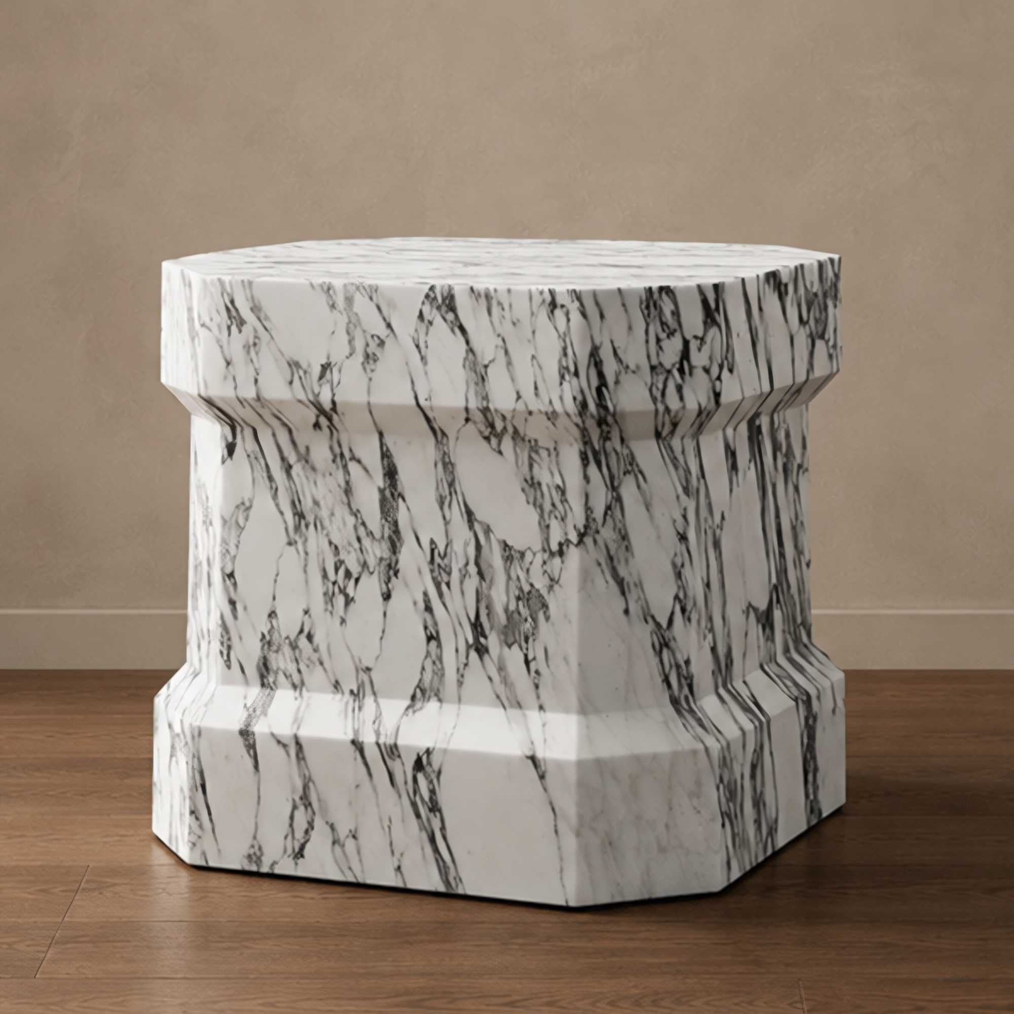 Curio Arabescato Marble Side Table