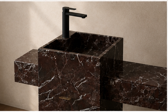 Asymmetric Rosso Levanto Vanity