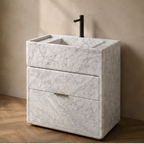 Curved Carrara White Vanity