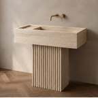 Fluted Beige Travertine Vanity