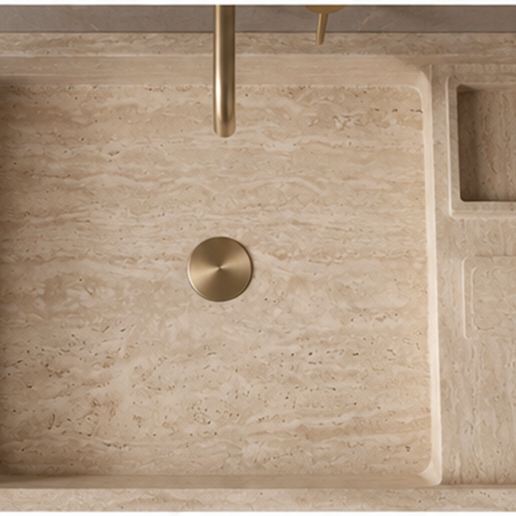 Fluted Beige Travertine Vanity