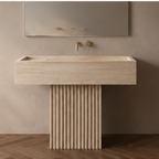 Fluted Beige Travertine Vanity