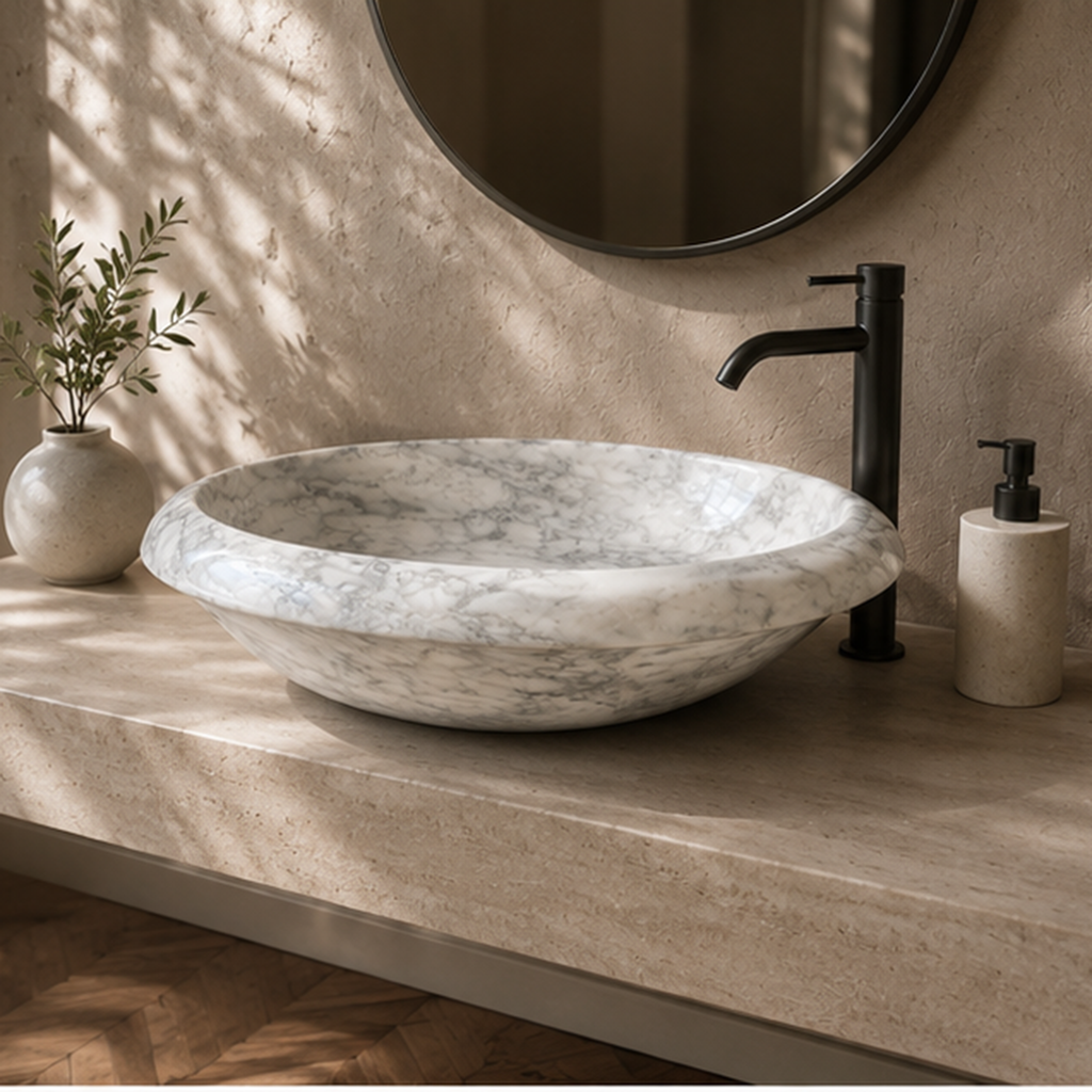 The Statuario Carrara Elliptical WashBasin