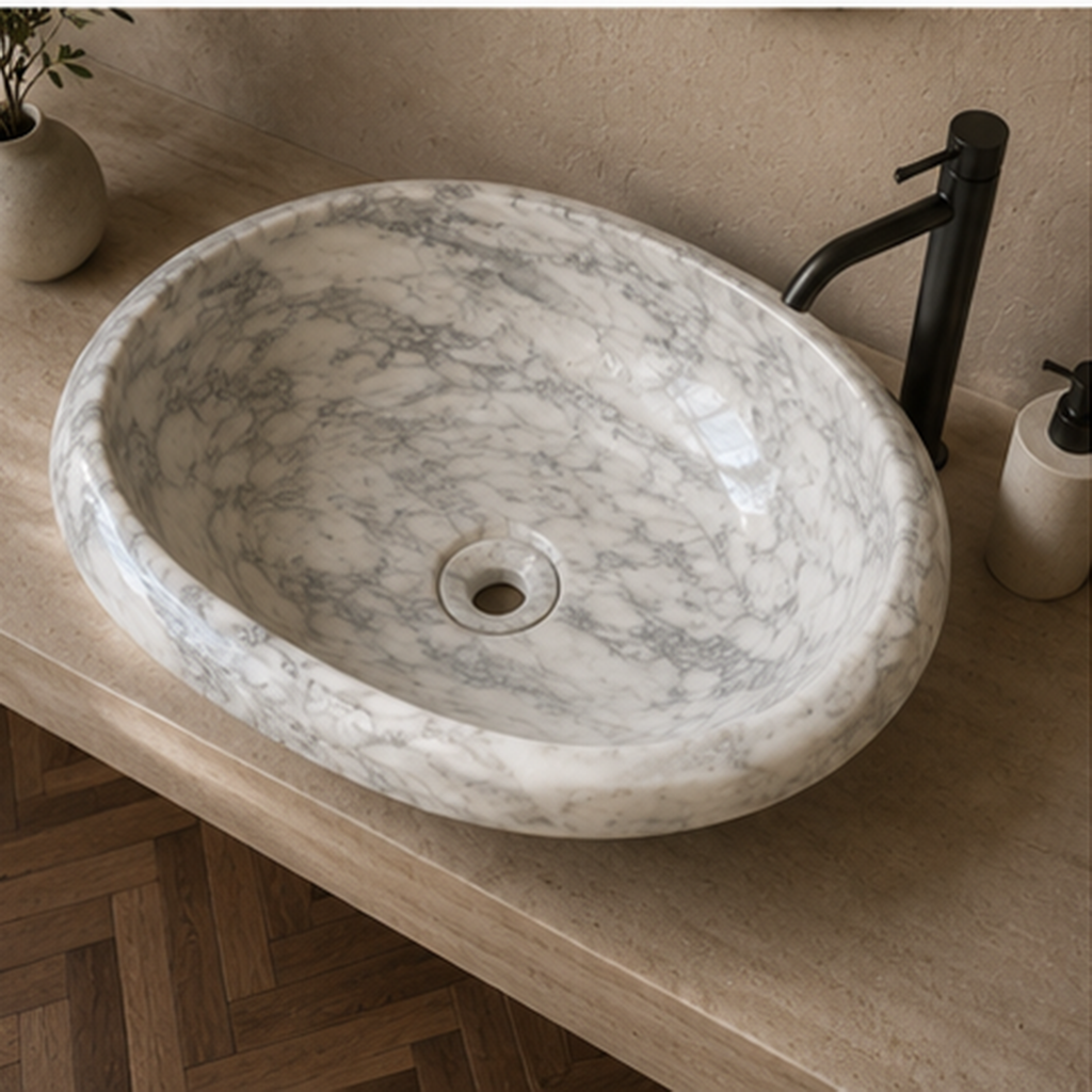 The Statuario Carrara Elliptical WashBasin