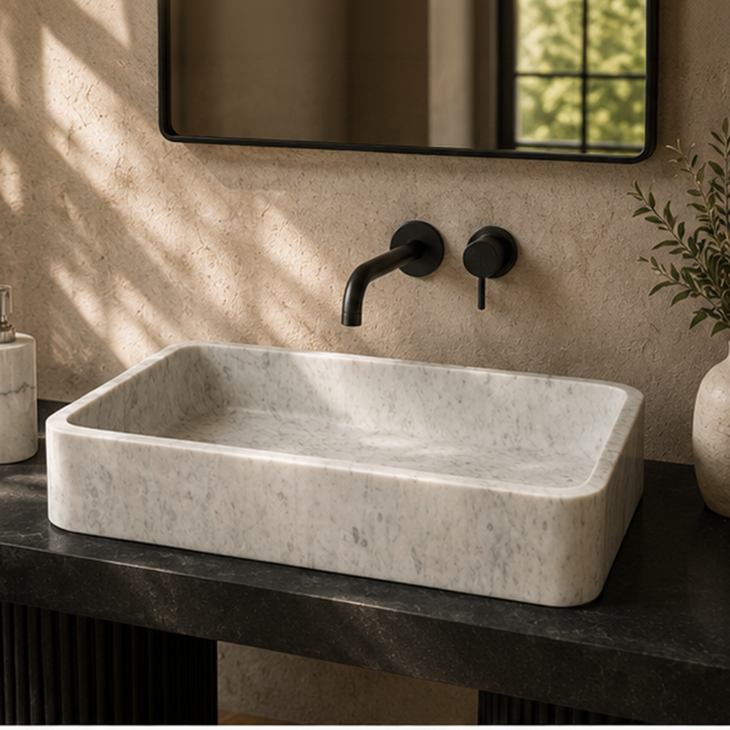 Carrara White Soft-Rectangle WashBasin
