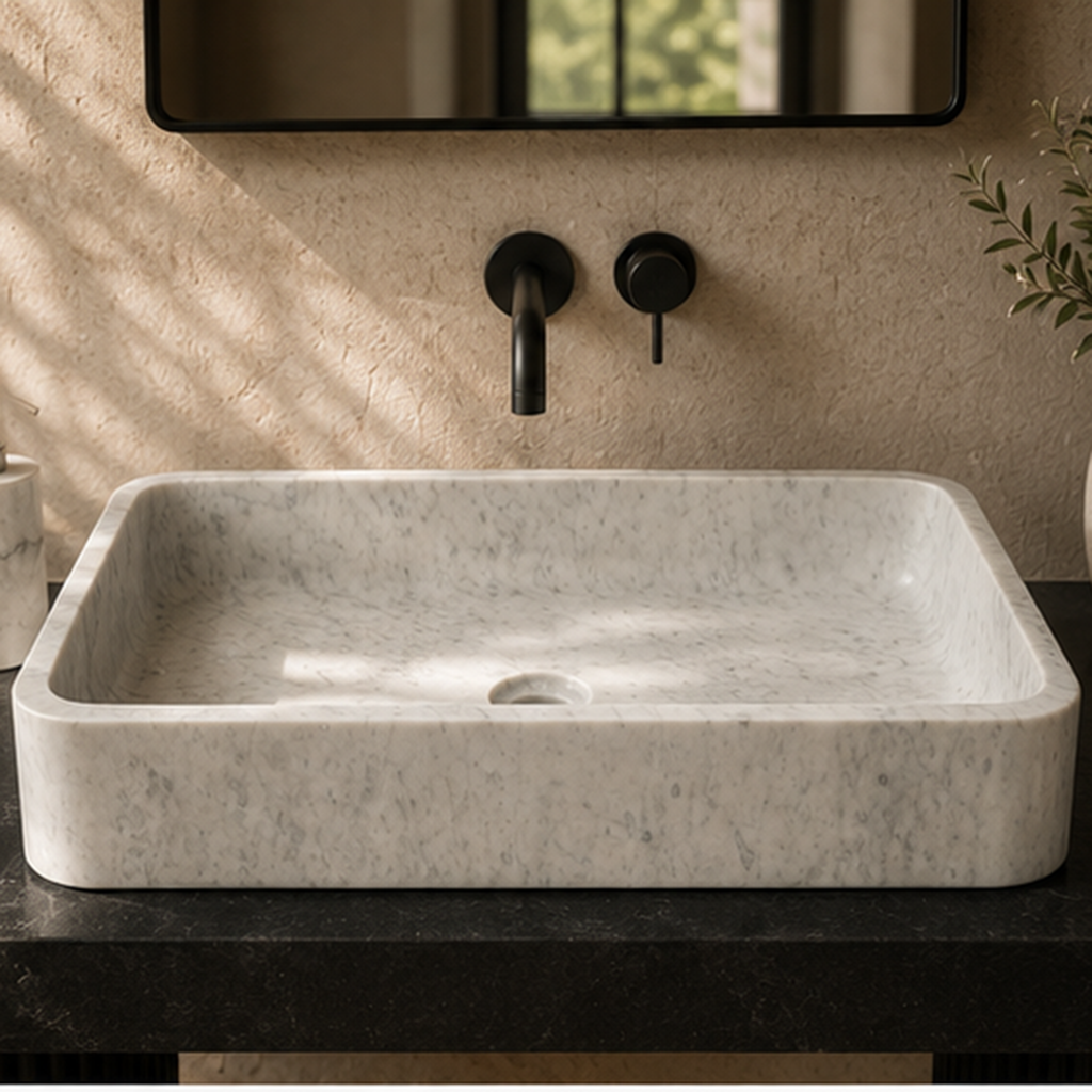 Carrara White Soft-Rectangle WashBasin