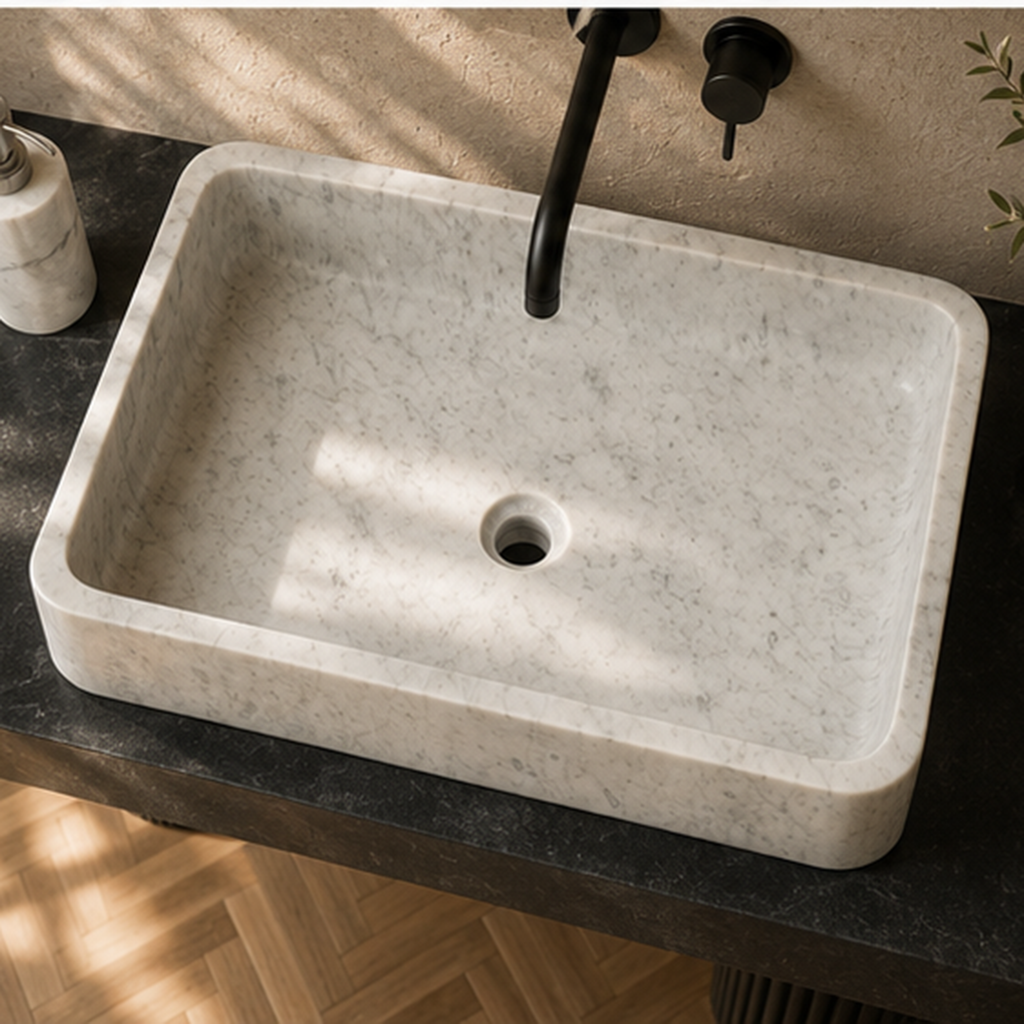Carrara White Soft-Rectangle WashBasin