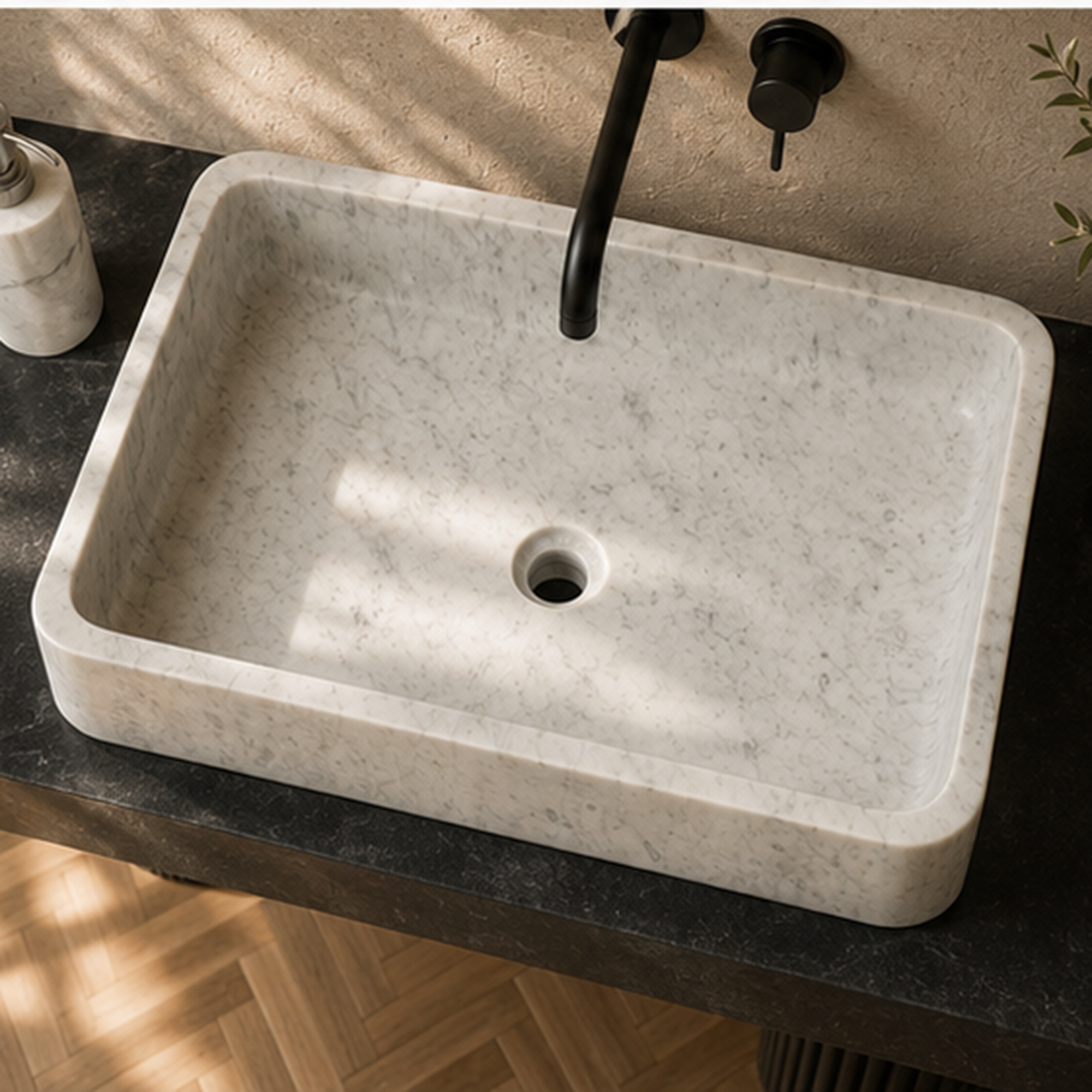 Carrara White Soft-Rectangle WashBasin
