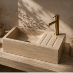 Beige Travertine Integrated  WashBasin
