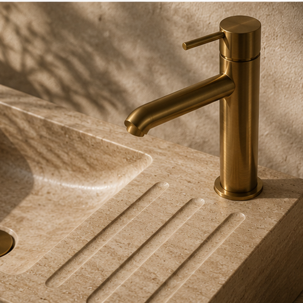 Beige Travertine Integrated  WashBasin