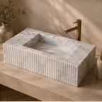 Volakas White Fluted Monolithic Slab Basin