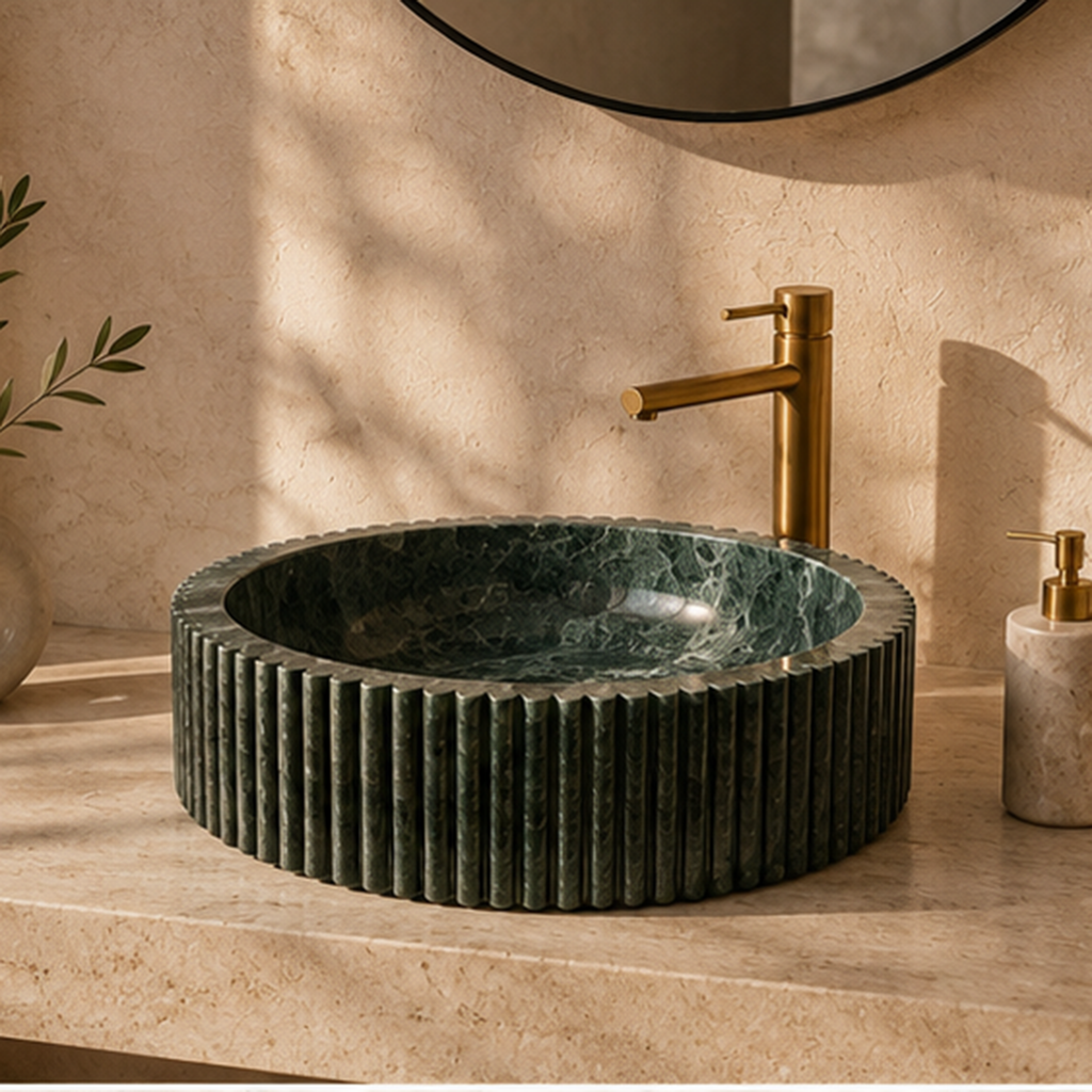 Verde Alpi Fluted Cylindrical WashBasin