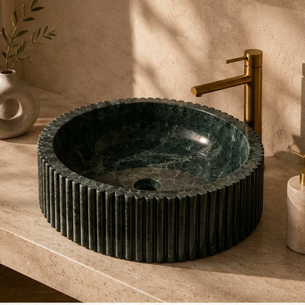 Verde Alpi Fluted Cylindrical WashBasin