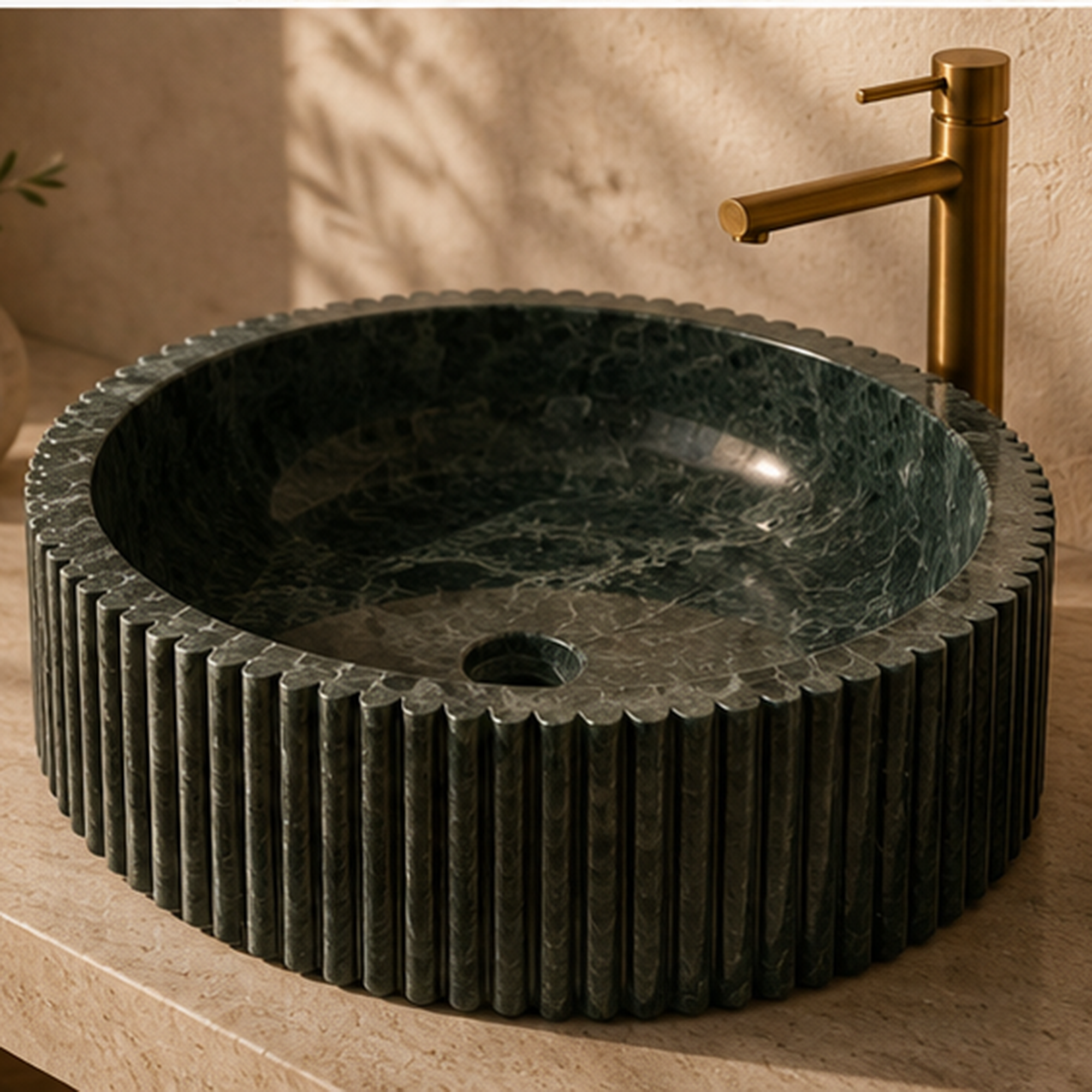 Verde Alpi Fluted Cylindrical WashBasin