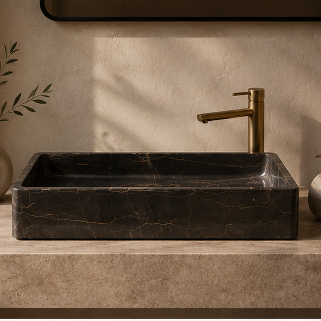The Armani Brown Rectangular Vessel Basin