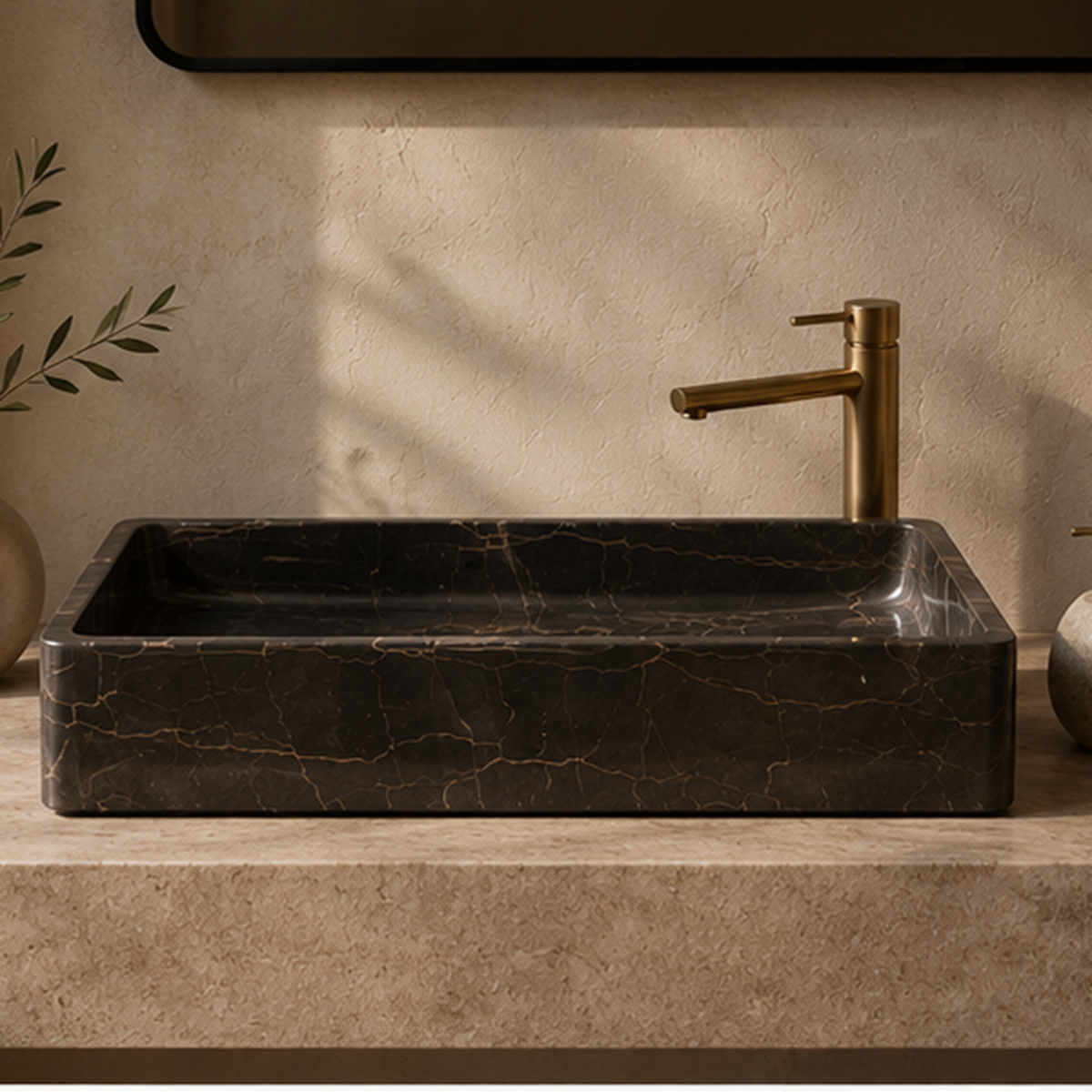 The Armani Brown Rectangular Vessel Basin
