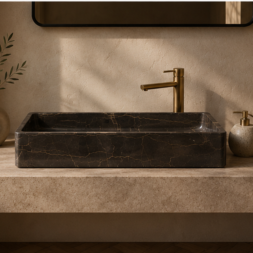 The Armani Brown Rectangular Vessel Basin