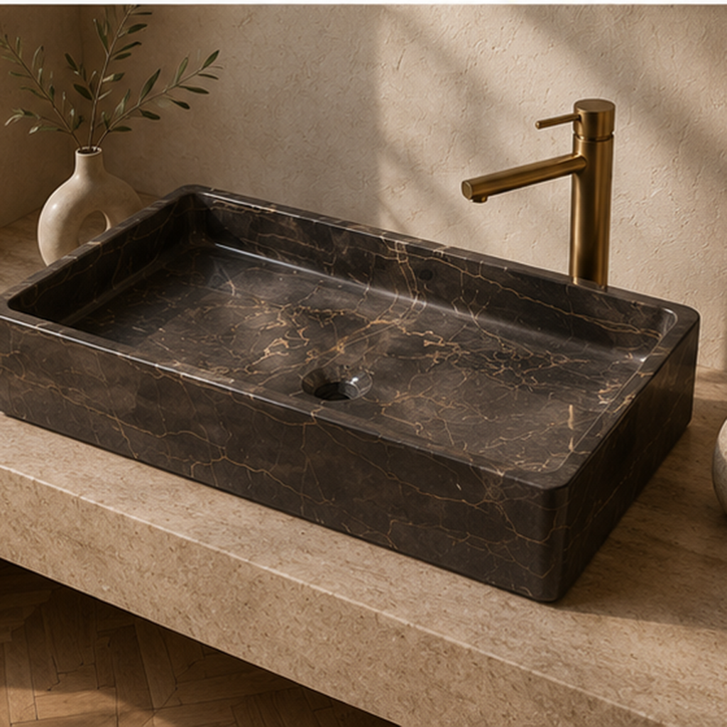 The Armani Brown Rectangular Vessel Basin