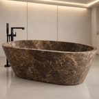 Dark Emperador Marble Elliptical Bathtub – marble bathtubs, freestanding bath, free standing bath, soaking tub, deep bathtubs