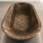 Dark Emperador Marble Elliptical Bathtub – marble bathtubs, freestanding bath, free standing bath, soaking tub, deep bathtubs