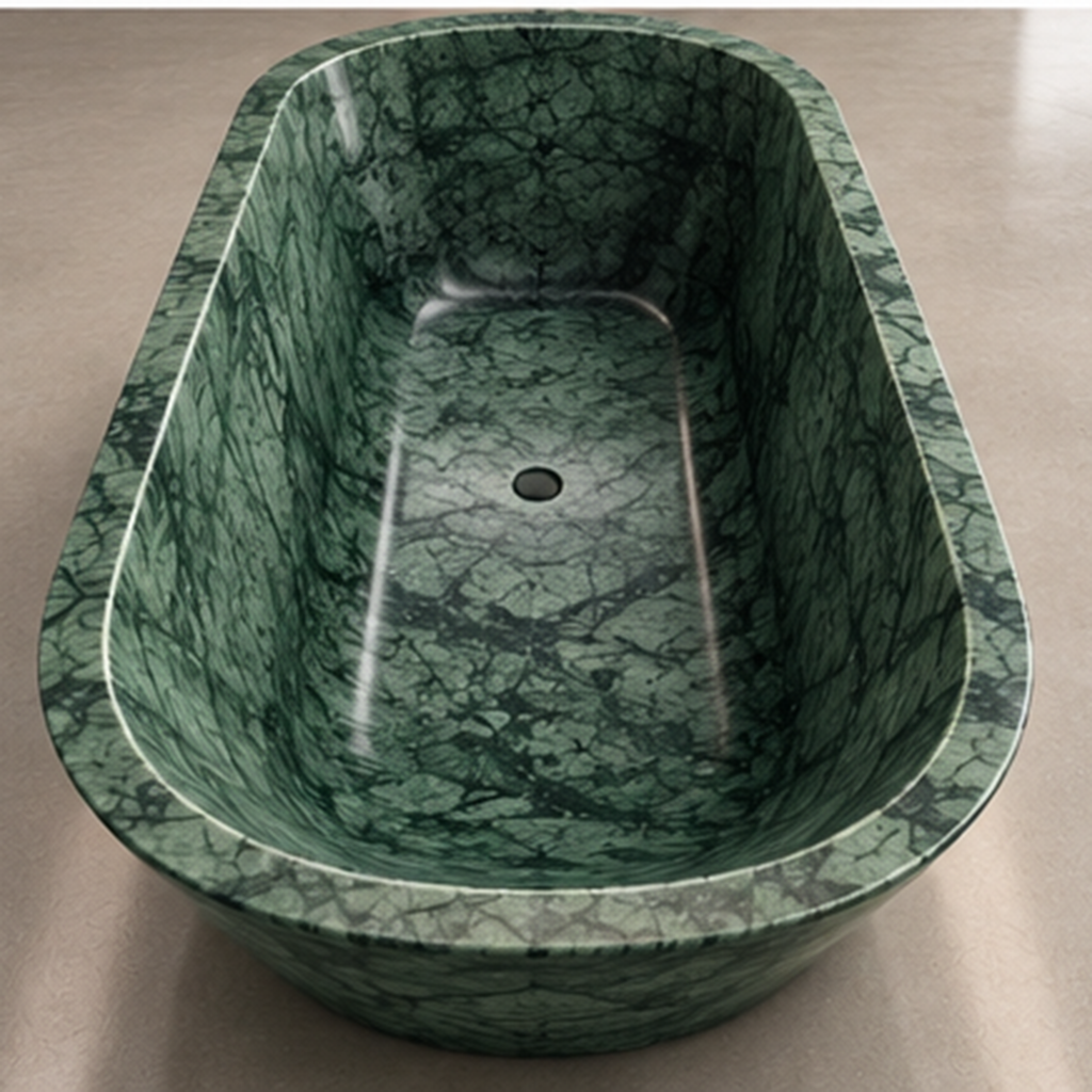 Verde Guatemala Green Marble Elliptical Bathtub – marble bathtubs, freestanding bath, free standing bath, soaking tub, deep bathtubs