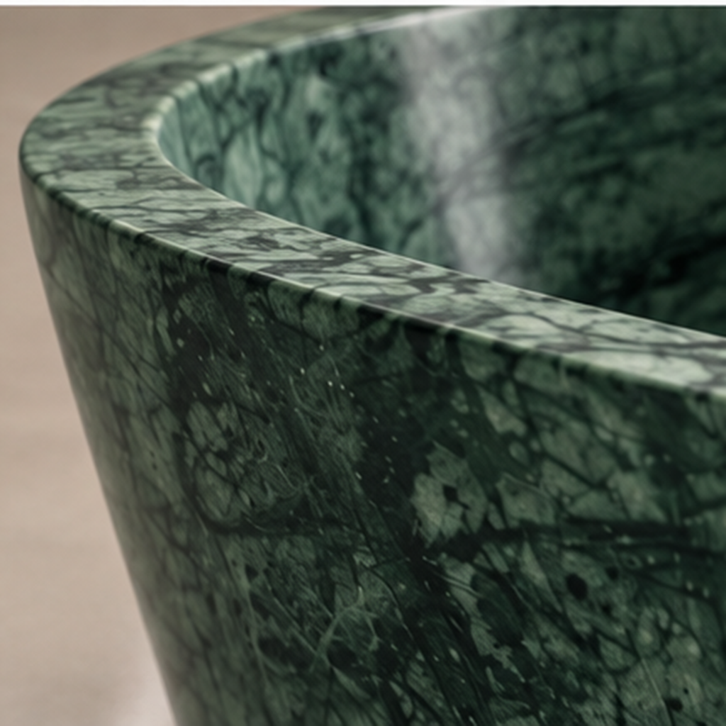 Verde Guatemala Green Marble Elliptical Bathtub – marble bathtubs, freestanding bath, free standing bath, soaking tub, deep bathtubs