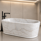Guangxi White Marble Pedestal Bathtub – marble bathtubs, freestanding bath, free standing bath, soaking tub, bathroom tub