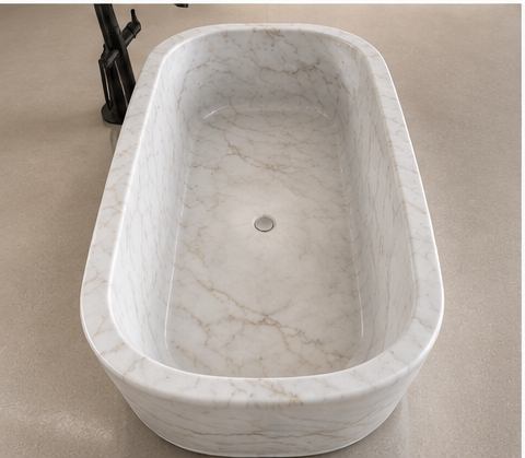 Guangxi White Marble Pedestal Bathtub – marble bathtubs, freestanding bath, free standing bath, soaking tub, bathroom tub