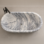 Turkish Lilac Marble Sculptural Pedestal Bathtub – marble bathtubs, freestanding bath, free standing bath, soaking tub, bathroom tub