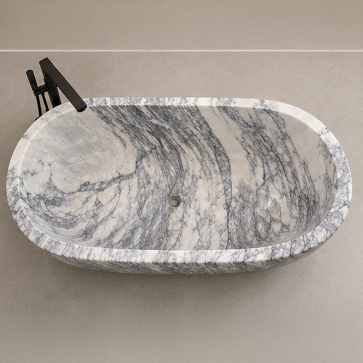 Turkish Lilac Marble Sculptural Pedestal Bathtub – marble bathtubs, freestanding bath, free standing bath, soaking tub, bathroom tub
